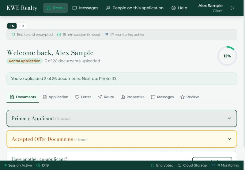 Your first page: the welcome, the progress ring and the tab bar.